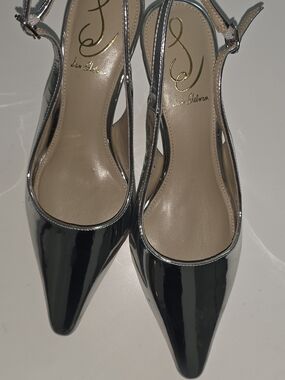 Sam Edelman Silver Pointed-Toe Slingback Pumps